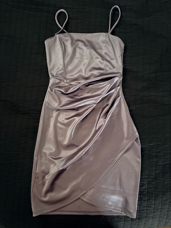Windsor Dresses & Skirts - Windsor Lavender Gray Satin Spaghetti-Strap Mini Dress